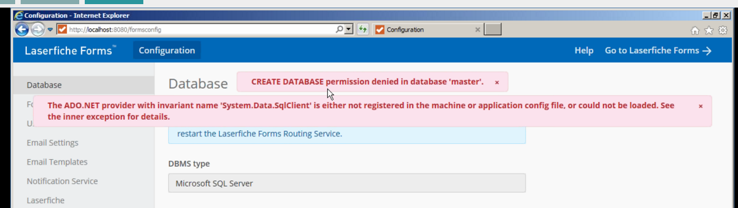 Error Creating The Forms Database Adonet Provider With - cool names for data system