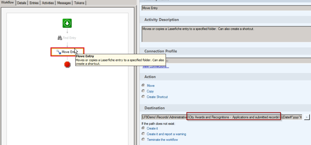 Laserfiche Workflow Instance for Moving a document to a Record Series with a - in the name.png