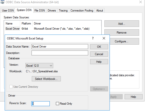 Write data to Excel Spreadsheet - ERROR [HY000] [Microsoft][ODBC Excel ...