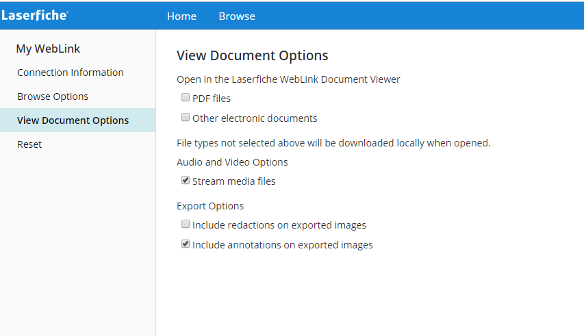 View Document Options on the WebLink Designer - Laserfiche Answers