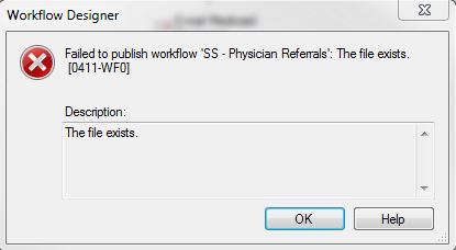 Error: Failed to publish workflow. The file exists. - Laserfiche Answers