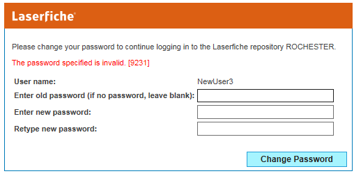 Web Access Password Management For Repository Named Users False Error Message Functionality Break Laserfiche Answers