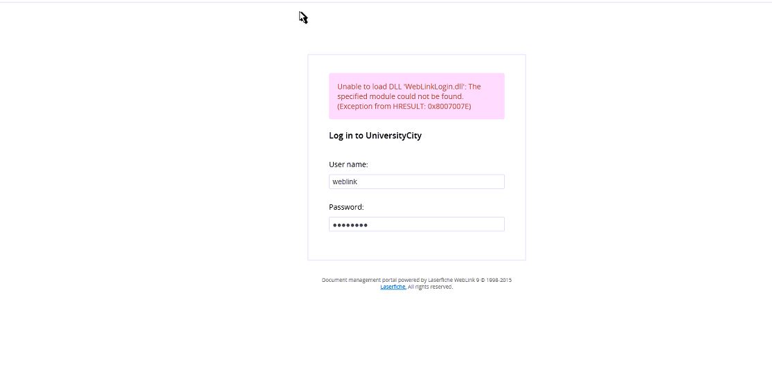 ucity login error.JPG