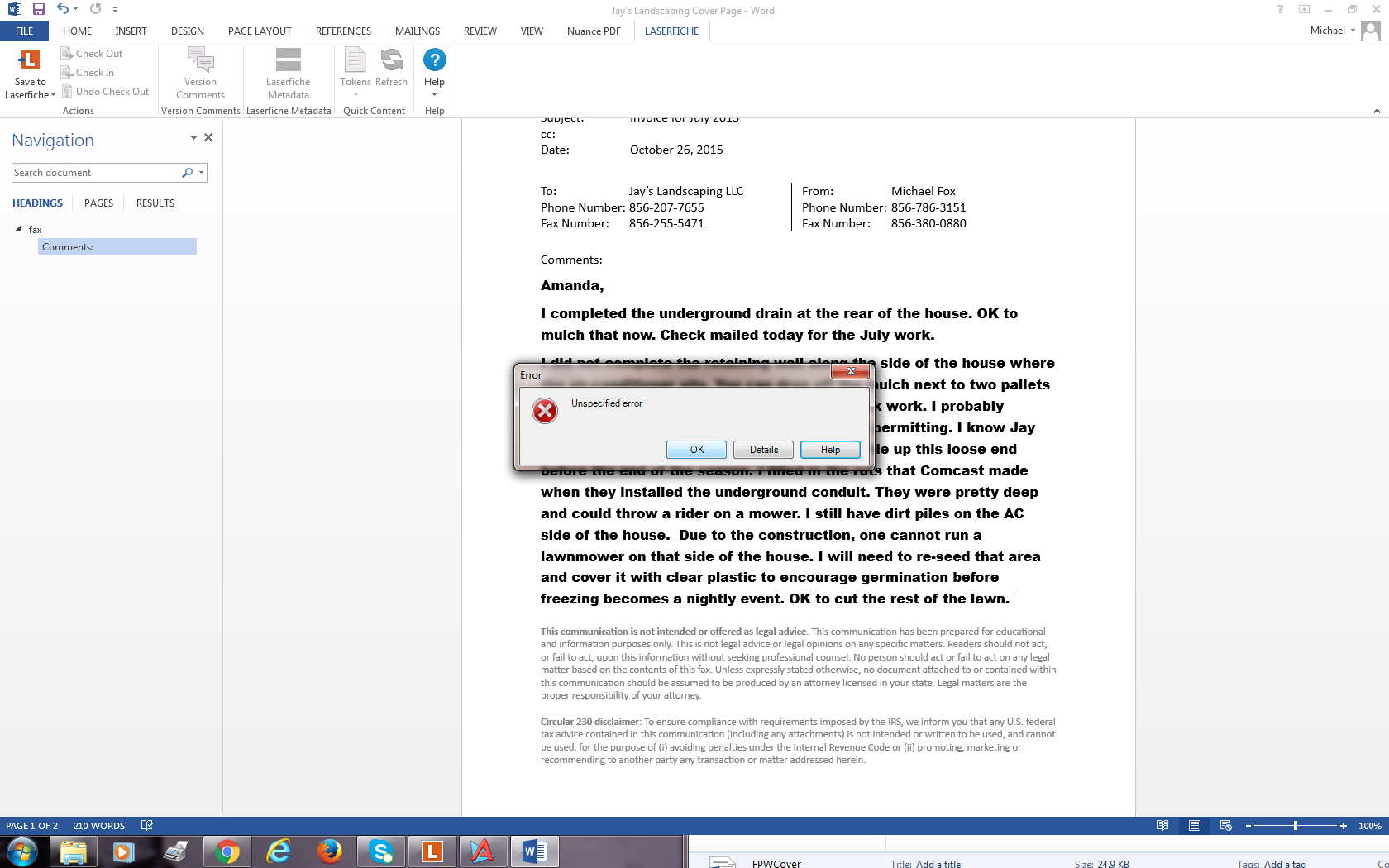 LF 2015 10-26 Unspecified error when saving WORD 2013 Document 17.21 hrs.png