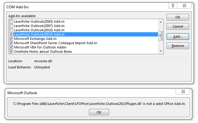 Microsoft Exchange 2016 - Unable to Relink Laserfiche Ribbon Plugin -  Laserfiche Answers